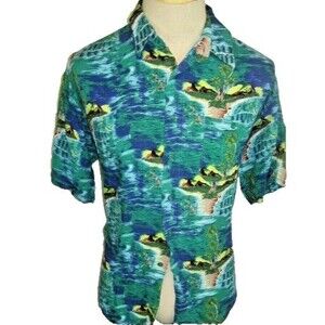Mens United  Multicolor Aloha Hawaiian Island Rayon SS Casual Shirt sz L